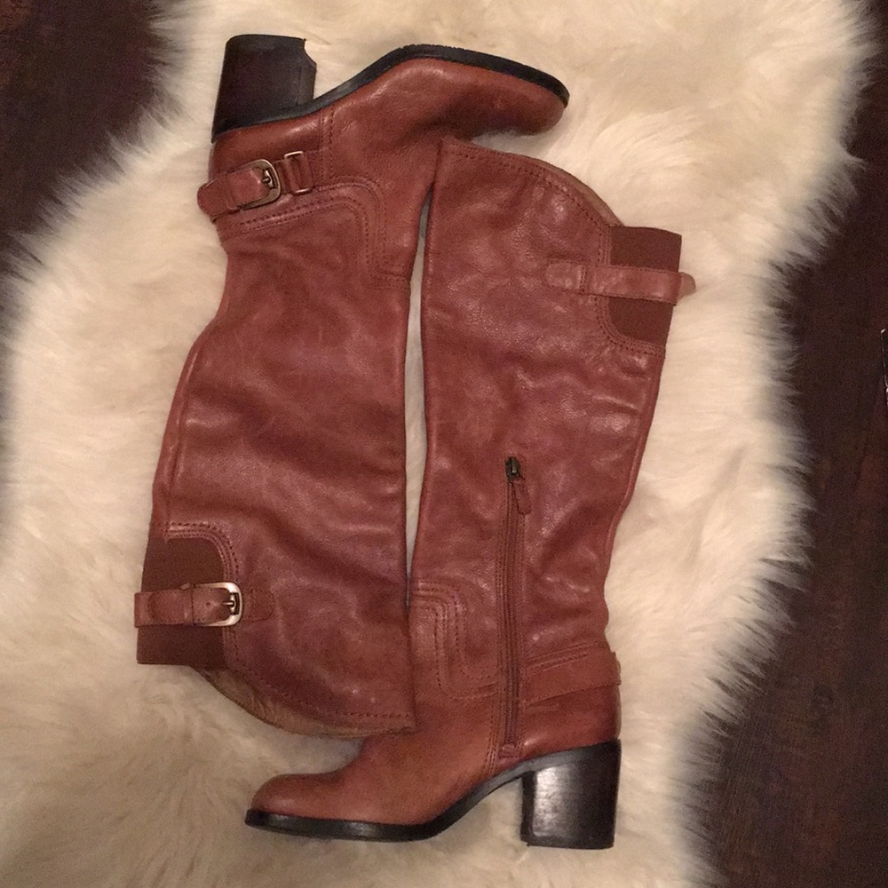 Tan knee high boots